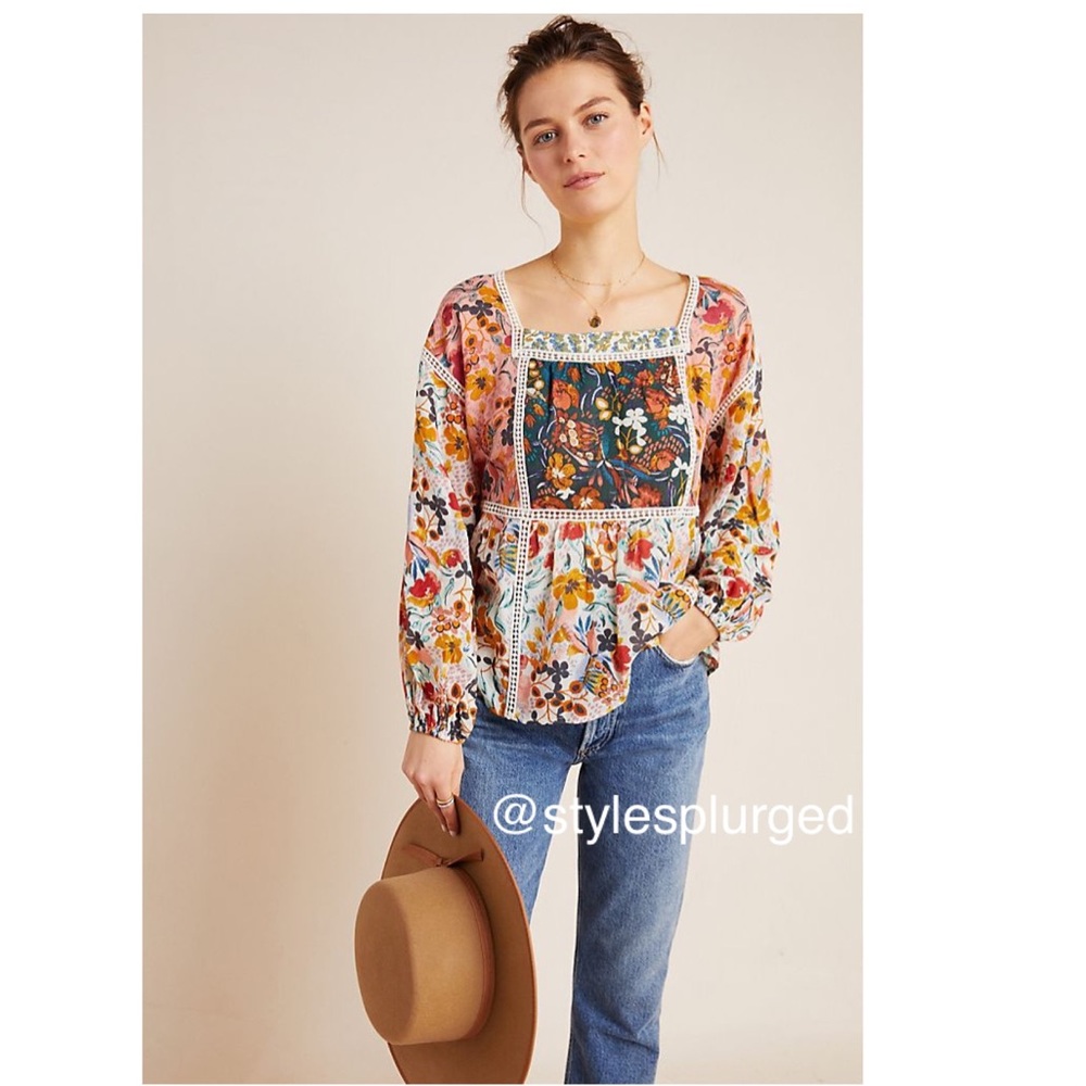 NWT ANTHRO Nikki Peasant Blouse size small